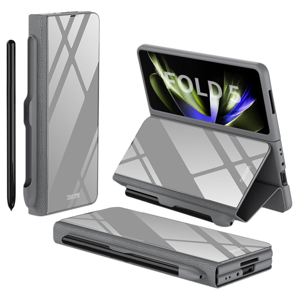 GKK For Samsung Galaxy Z Fold5 5G Pattern Printed Cover PU Leather Tempered Glass PC Pen Slot Phone Case (without Screen Protector) GKK For Samsung Galaxy Z Fold5 5G Pattern Printed Cover PU Leather Tempered Glass PC Pen Slot Phone Case (without Screen Protector)